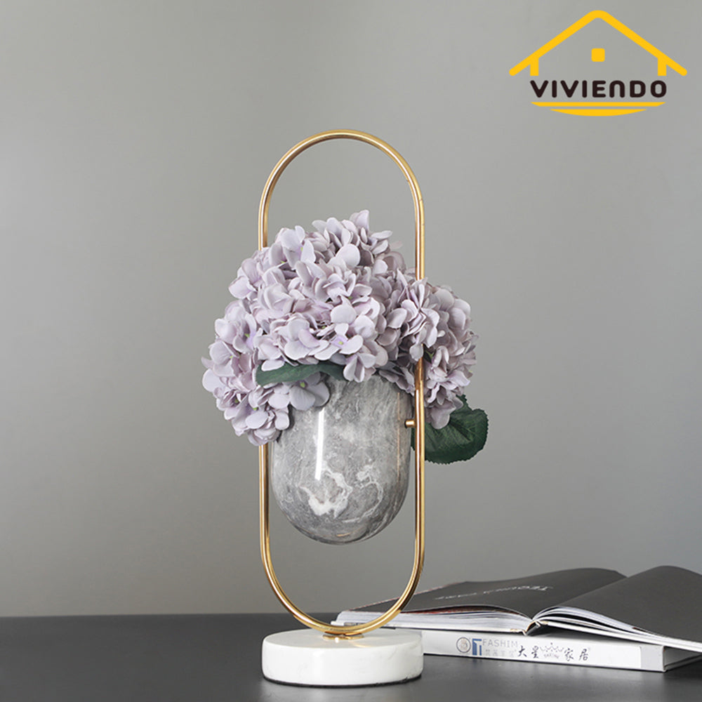 Viviendo Elliptical Bronze &amp; Stainless Steel Flower Vase Marble and stainless steel Vase