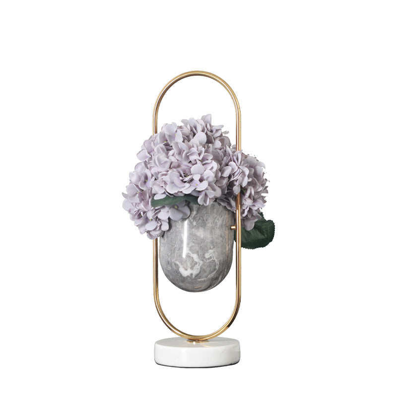 Viviendo Elliptical Bronze &amp; Stainless Steel Flower Vase Marble and stainless steel Vase