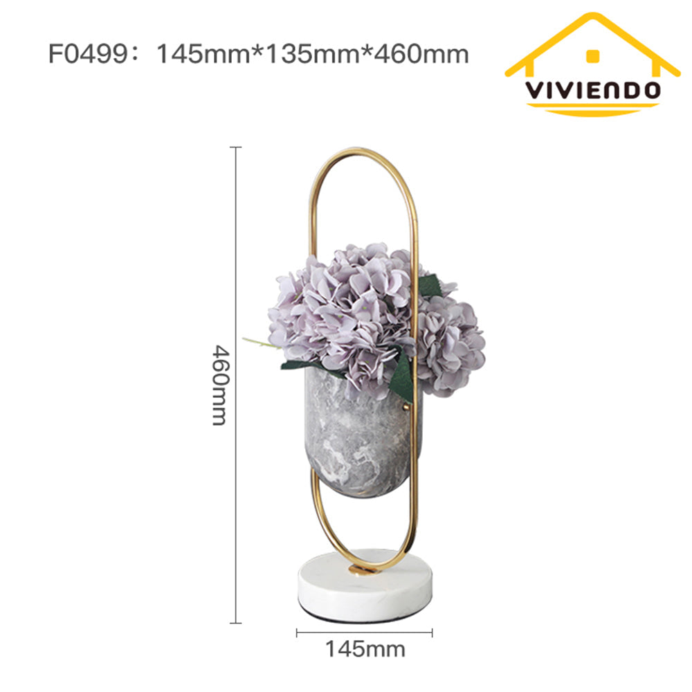 Viviendo Elliptical Bronze &amp; Stainless Steel Flower Vase Marble and stainless steel Vase