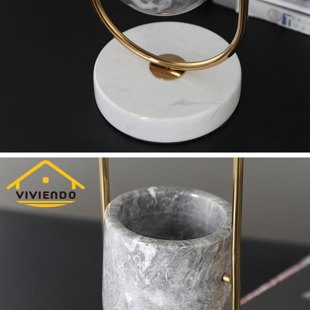 Viviendo Elliptical Bronze &amp; Stainless Steel Flower Vase Marble and stainless steel Vase