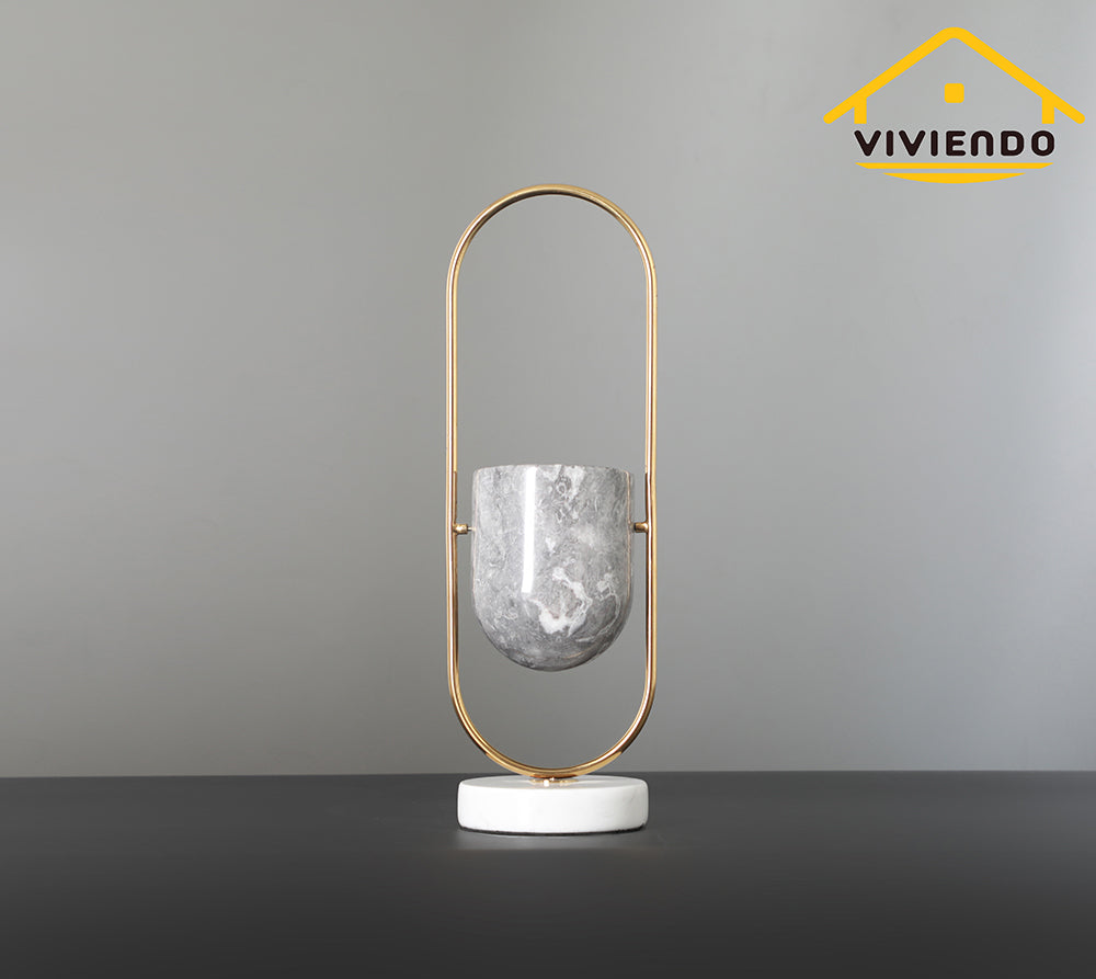 Viviendo Elliptical Bronze &amp; Stainless Steel Flower Vase Marble and stainless steel Vase