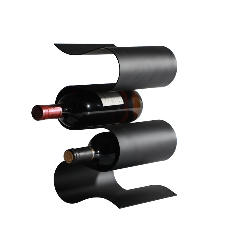 Viviendo Wave Wine Rack Art Sculpture and Bottle storage Holder in Iron - Black