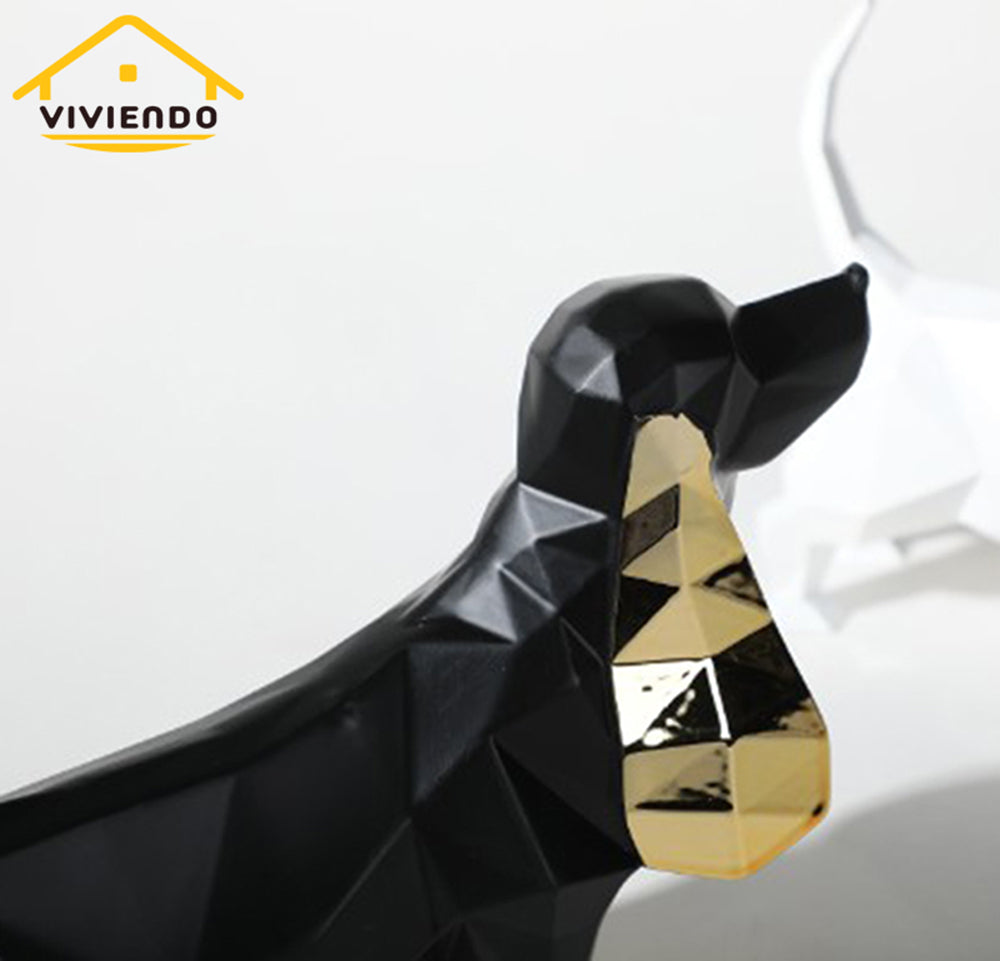 Viviendo Resin Pixel Dog Abstract Art Sculpture Canine figurine sculpture - Black &amp; Gold