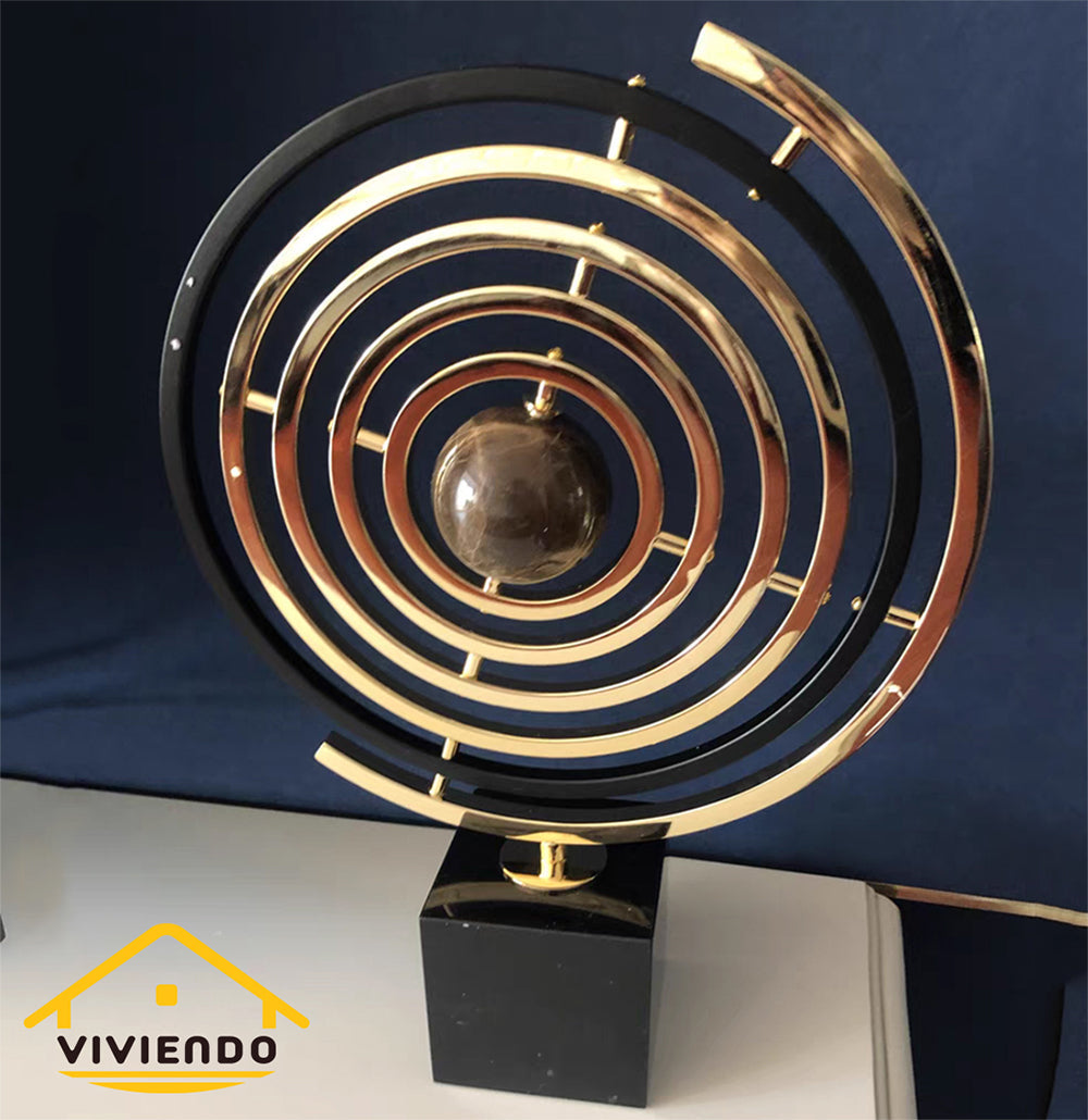 Viviendo Orbital Motion Bronze &amp; Marble Globe of World  Ornament