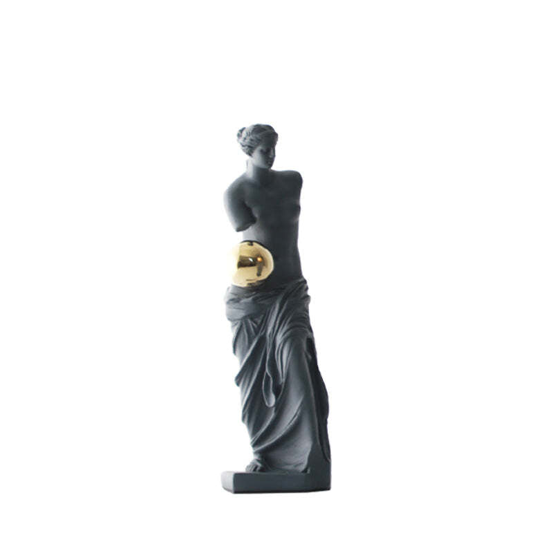 Viviendo Statue of Venus Art Sculpture with Golden Globe in Resin &amp; Stainless Steel - Regular