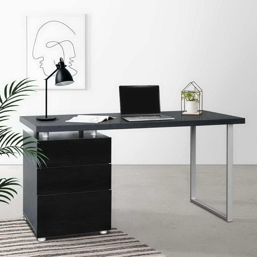 Artiss Computer Desk with 3 Drawers Black