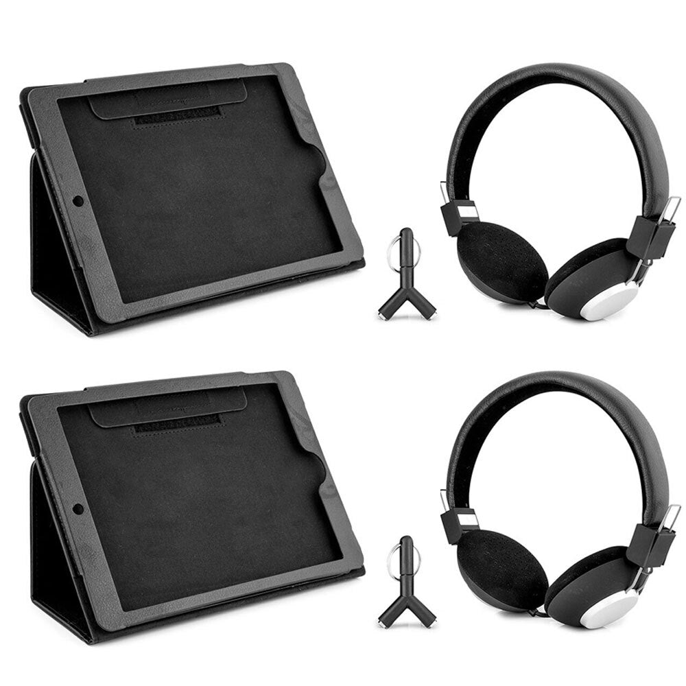 2PK DGTEC Travel Entertainment Kit Headphones + Bonus iPad Case