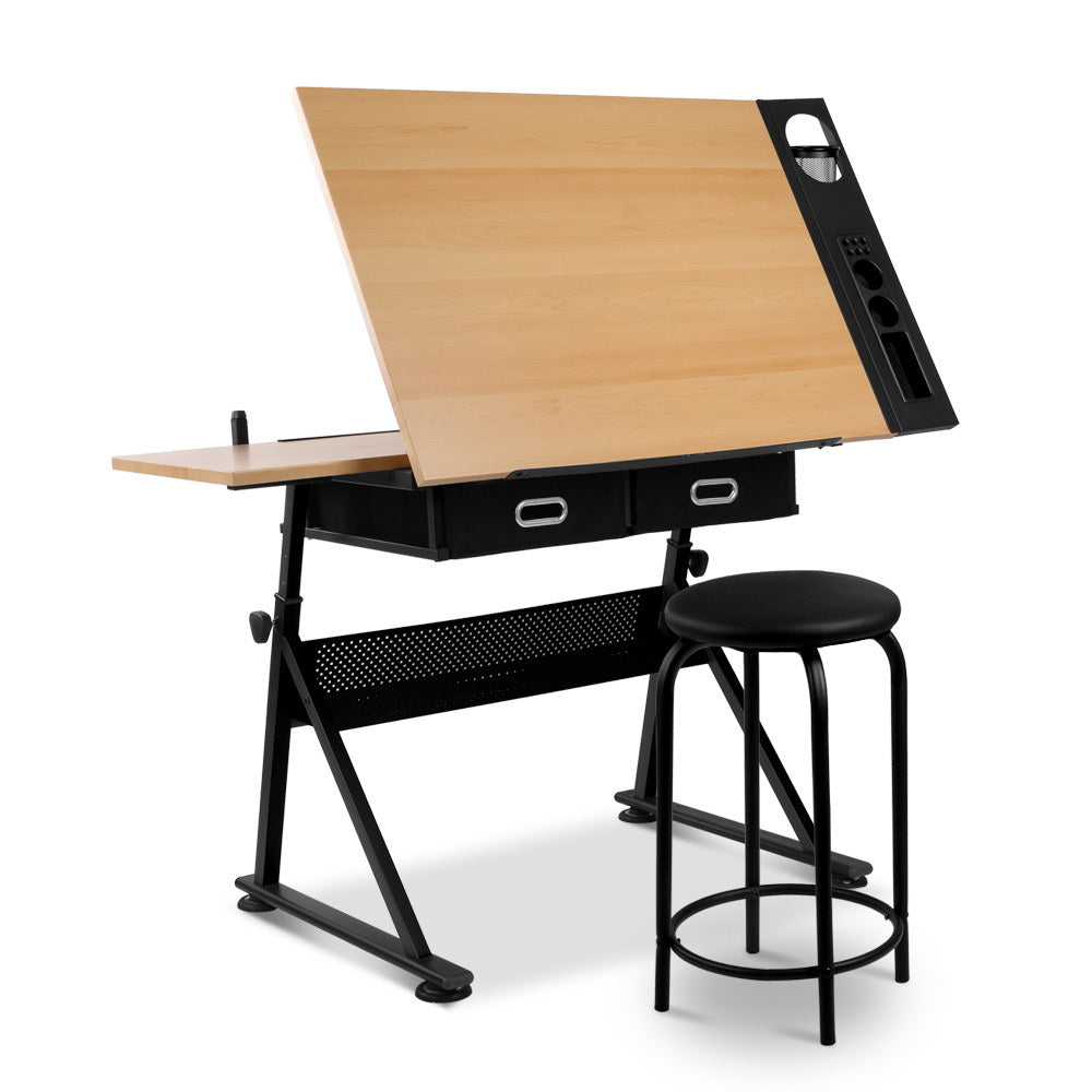 Artiss Drawing Desk Adjustable Drafting Table Oak