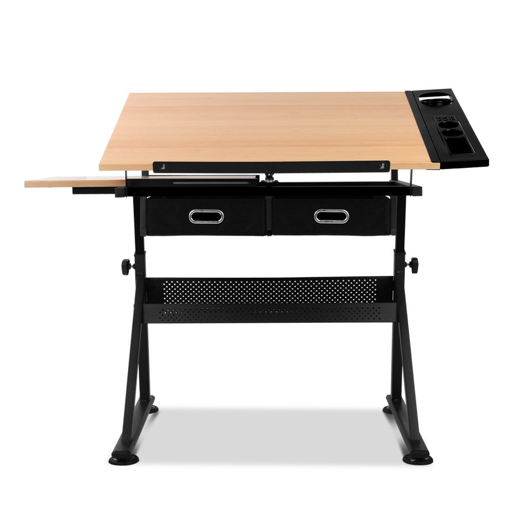 Artiss Drawing Desk Adjustable Drafting Table Oak