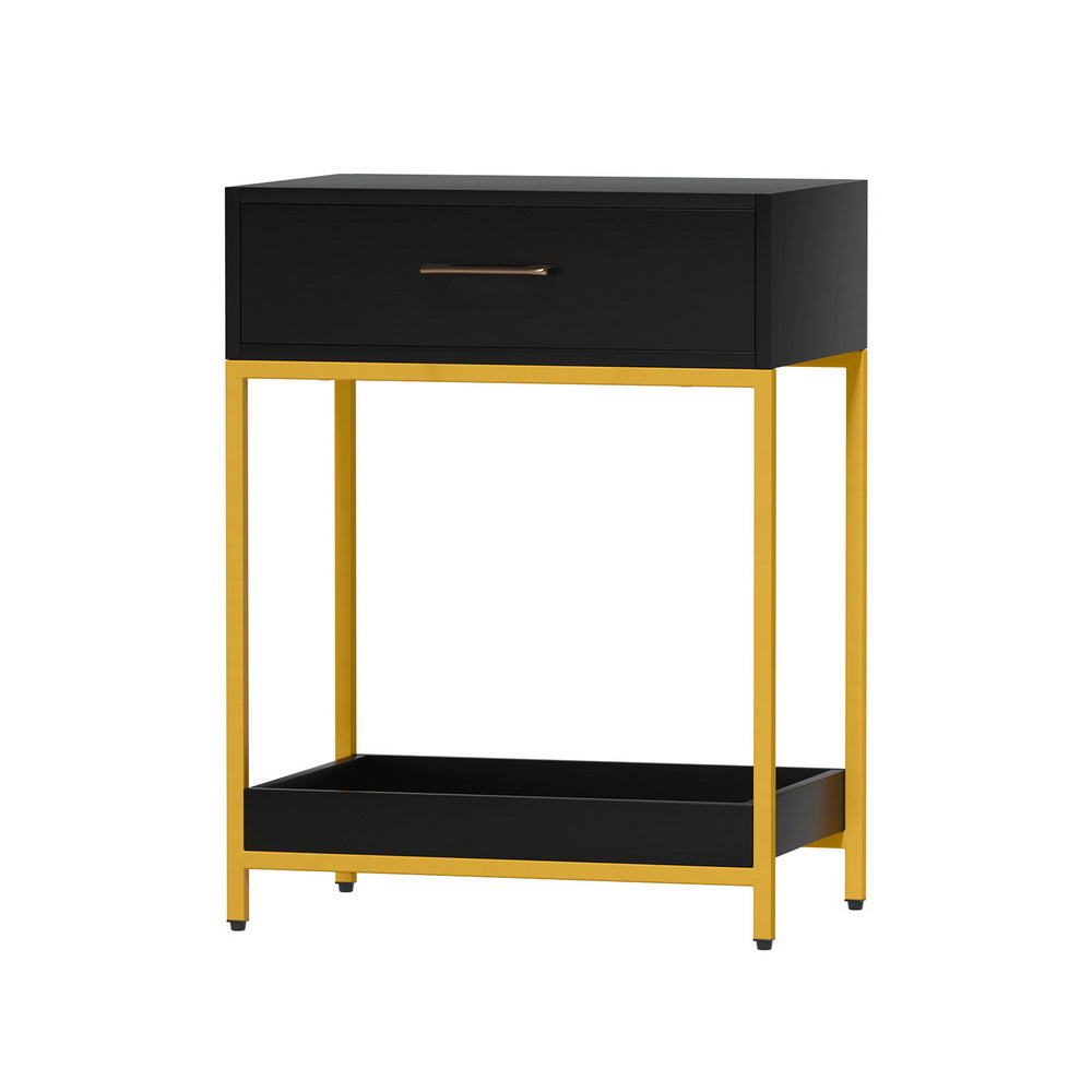 Artiss Bedside Table 1 Drawer with Shelf Black