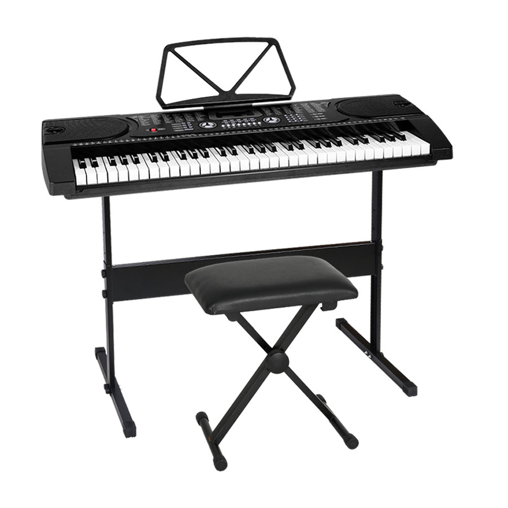 Alpha 61 Keys Electronic Keyboard with Stand Stool Black