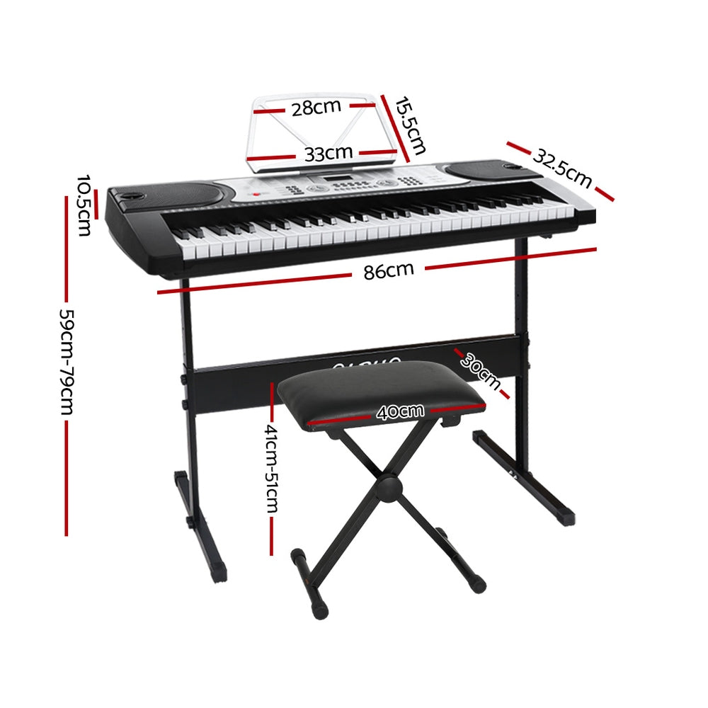 Alpha 61 Keys Electronic Keyboard with Stand Stool Silver