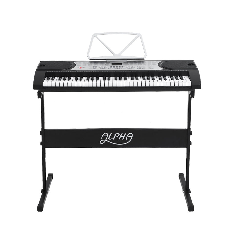 Alpha 61 Keys Electronic Keyboard with Stand Stool Silver