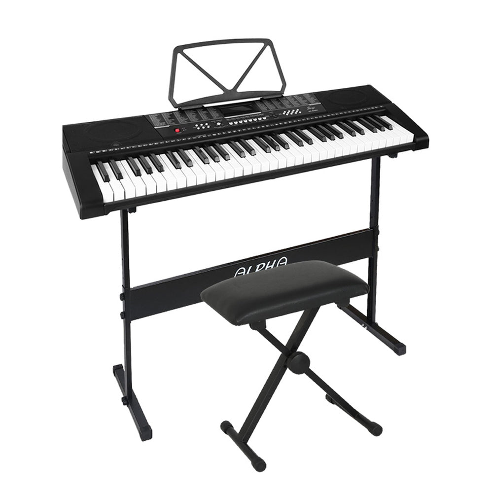 Alpha 61 Keys Electronic Keyboard with Stand Stool Speaker