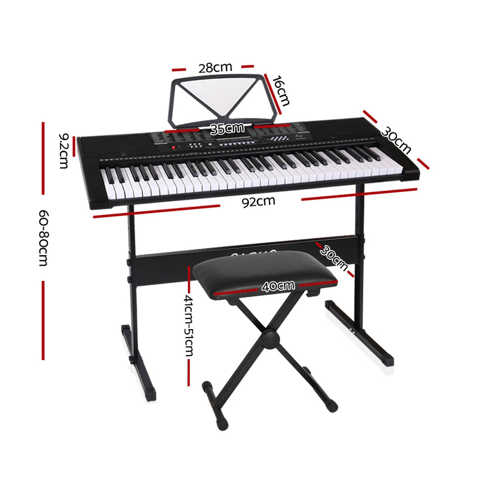 Alpha 61 Keys Electronic Keyboard with Stand Stool Speaker