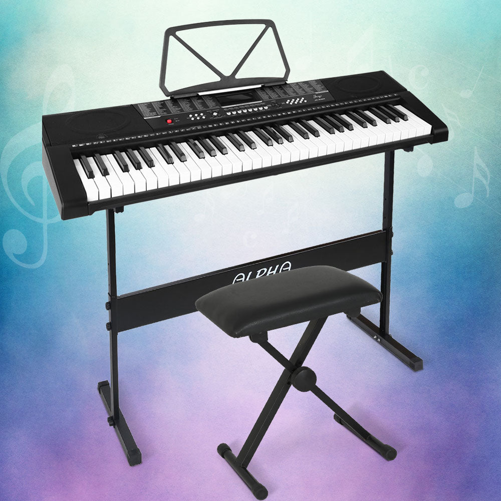 Alpha 61 Keys Electronic Keyboard with Stand Stool Speaker