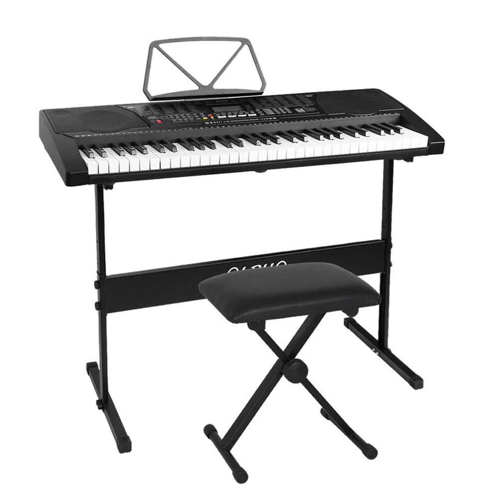 Alpha 61 Keys Electronic Keyboard with Stand Stool Lighted