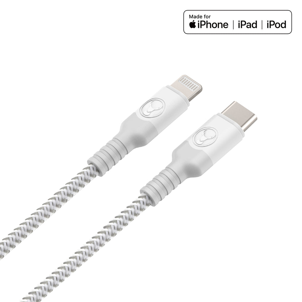 Bonelk Long-Life USB-C to Lightning Cable (1.2 m) (White/Grey)