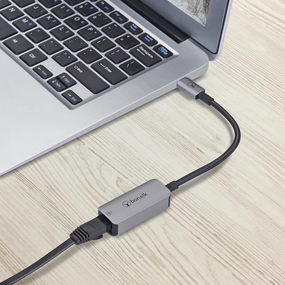 Bonelk Long-Life USB-C to Gigabit Ethernet Adapter - 15cm Space Grey