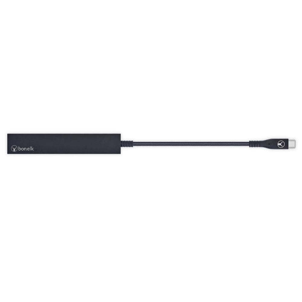 Bonelk Long-Life USB-C to 4-Port USB 3.0 Slim Hub For Laptop/PC - Black