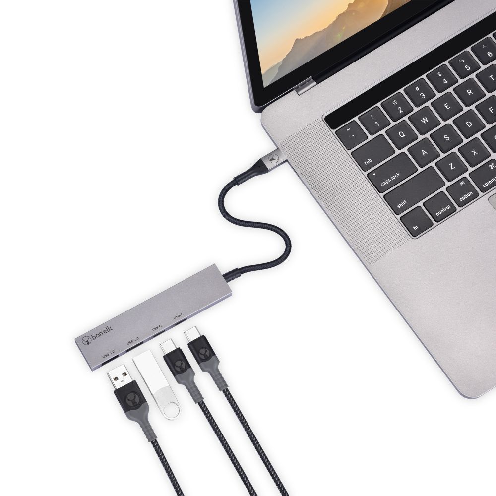 Bonelk Long-Life USB-C 4in1 Multiport Slim Hub - Space Grey