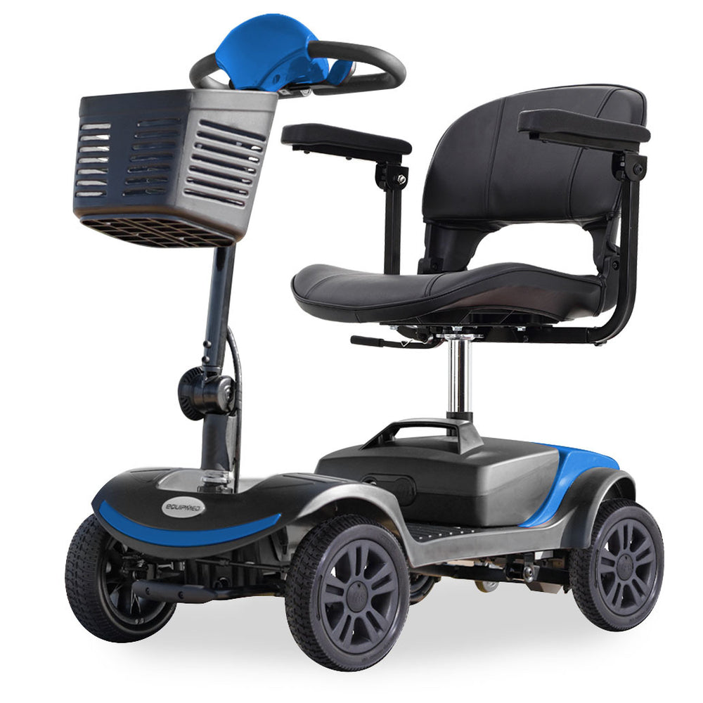 EQUIPMED Electric Mobility Scooter Portable Folding for Elderly Older Adult, SmartRider Black &amp; Blue