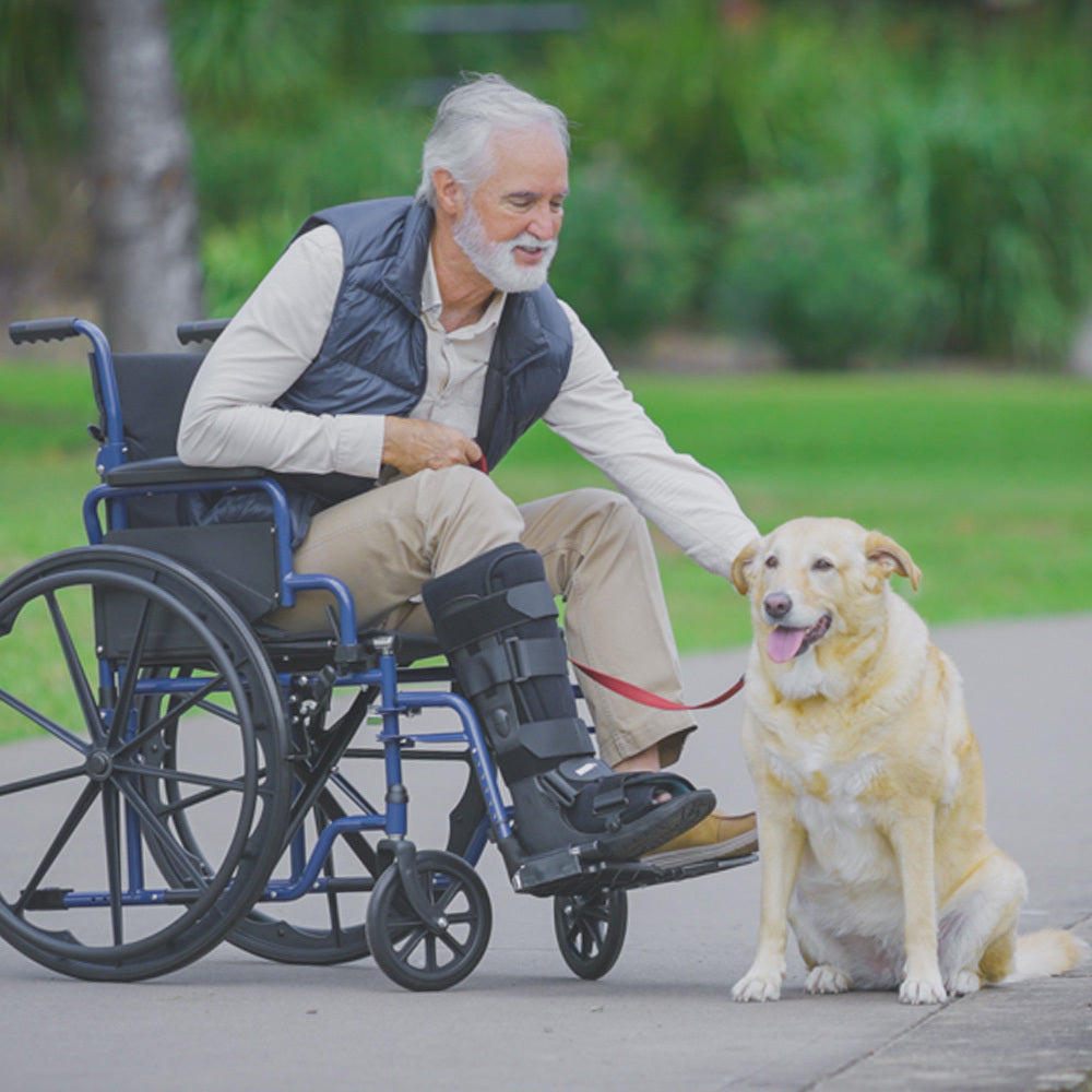 EQUIPMED 24 Inch Folding Wheelchair Lightweight Portable Mobility 136kg Capacity with Park Brakes