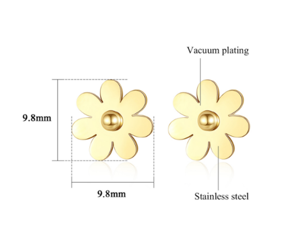 ORO BELLE 18K Gold Layered Petite Daisy Stud Earrings