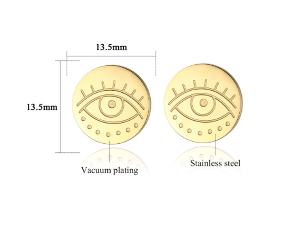 ORO BELLE Nazar Coin Stud Earrings