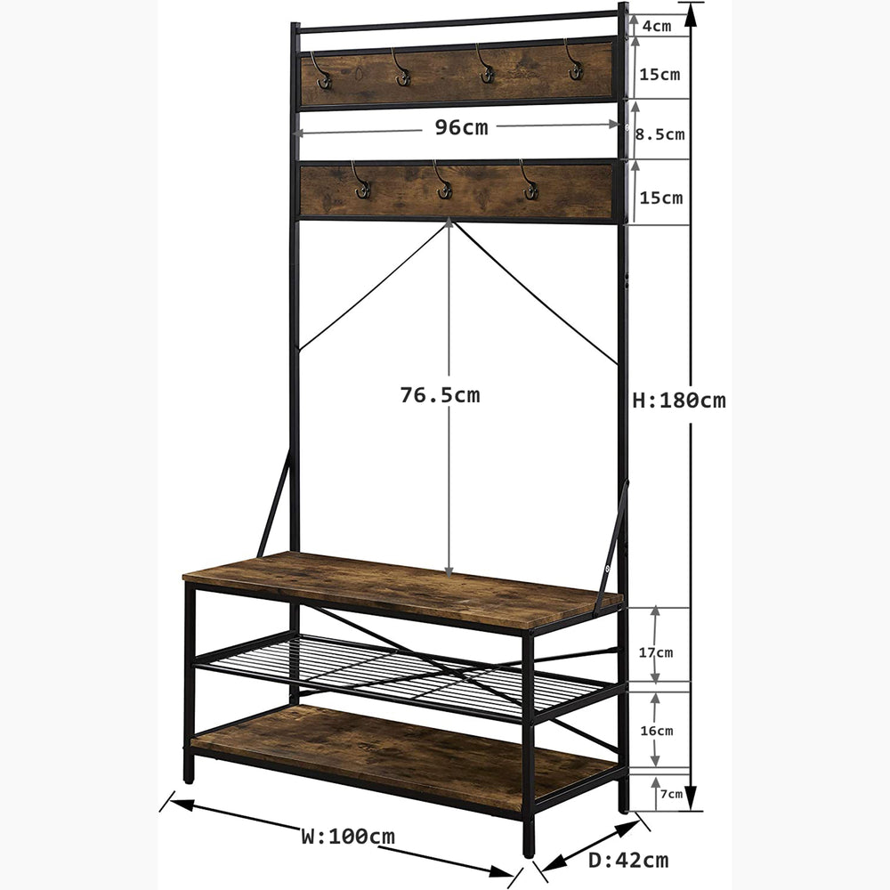 IHOMDEC 3 Tier Entryway Coat Shoe Rack and Storage Shelves