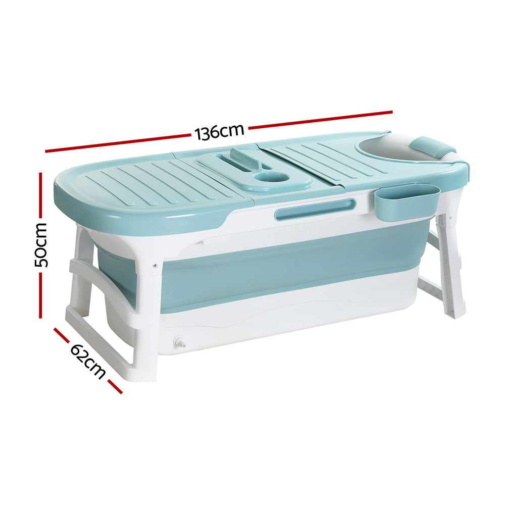 Weisshorn Folable Bathtub with Cover 136x62CM Blue