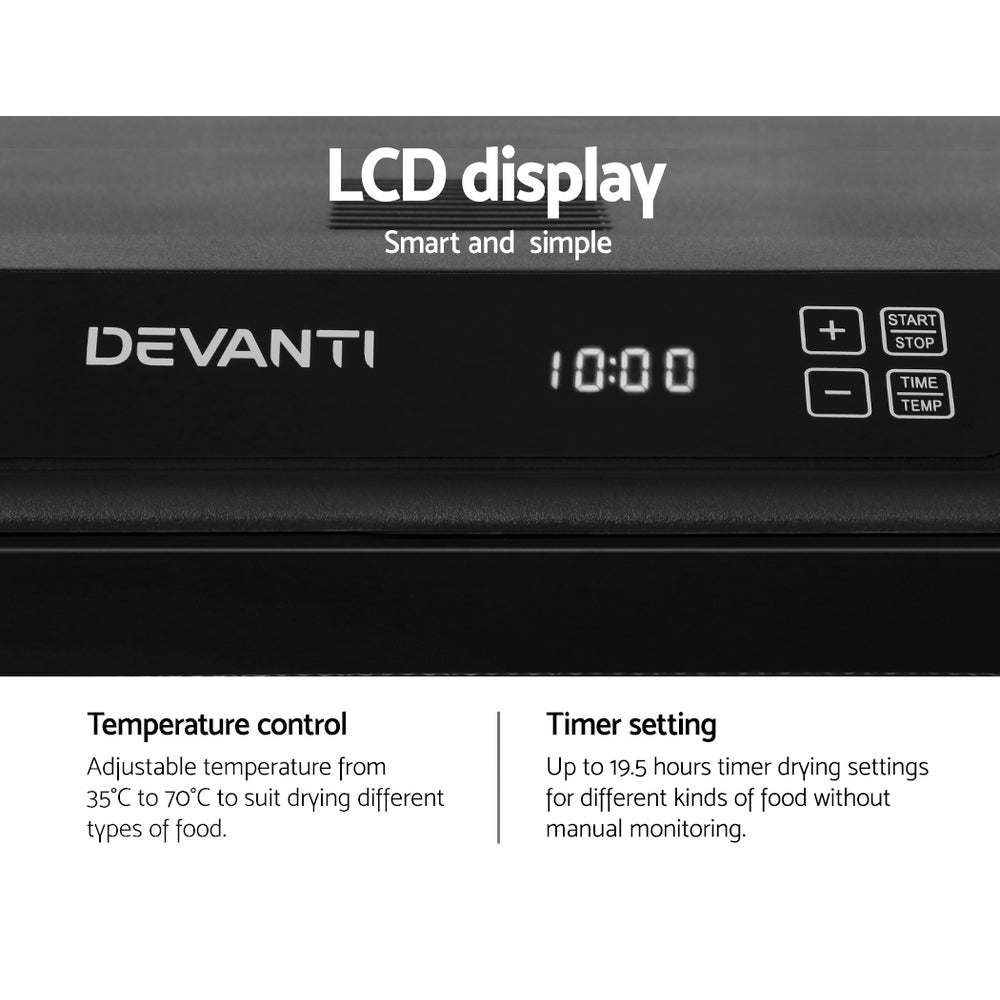 Devanti Food Dehydrator 6 Trays Black