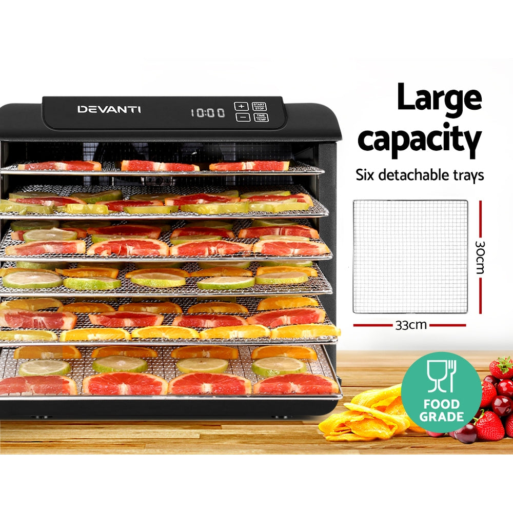 Devanti Food Dehydrator 6 Trays Black