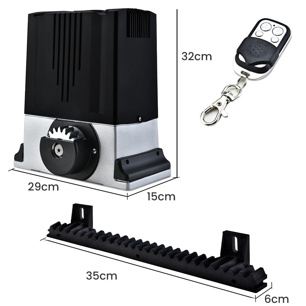 E-GUARD Automatic Electric 5M Sliding Gate Opener Kit, 1500kg Capacity, 3x Remote Controllers