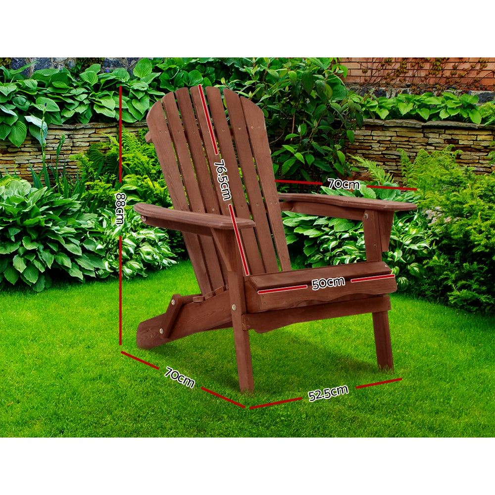 Gardeon Outdoor Wooden Folding Chair - Brown