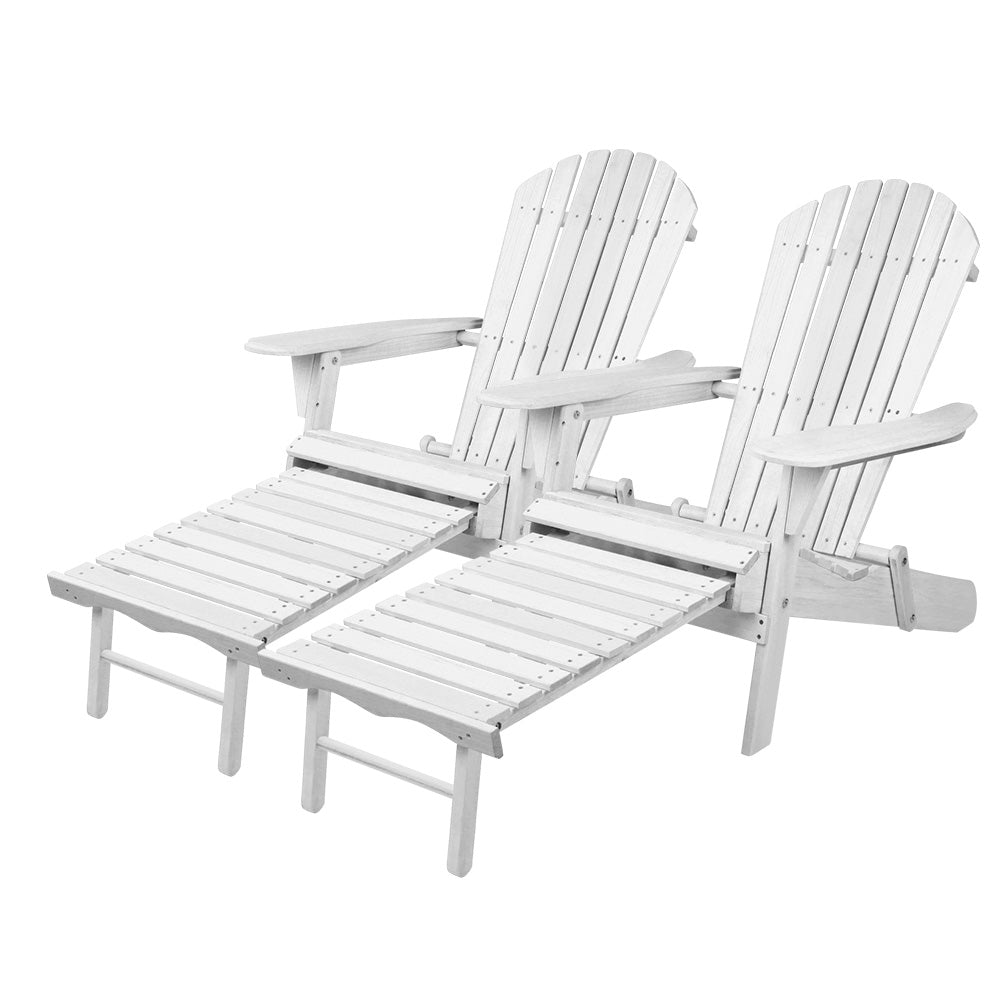 Gardeon Outdoor Adirondack Beach Chair - White