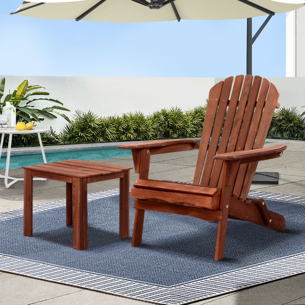 Gardeon Outdoor Wooden Folding Chair Table Set