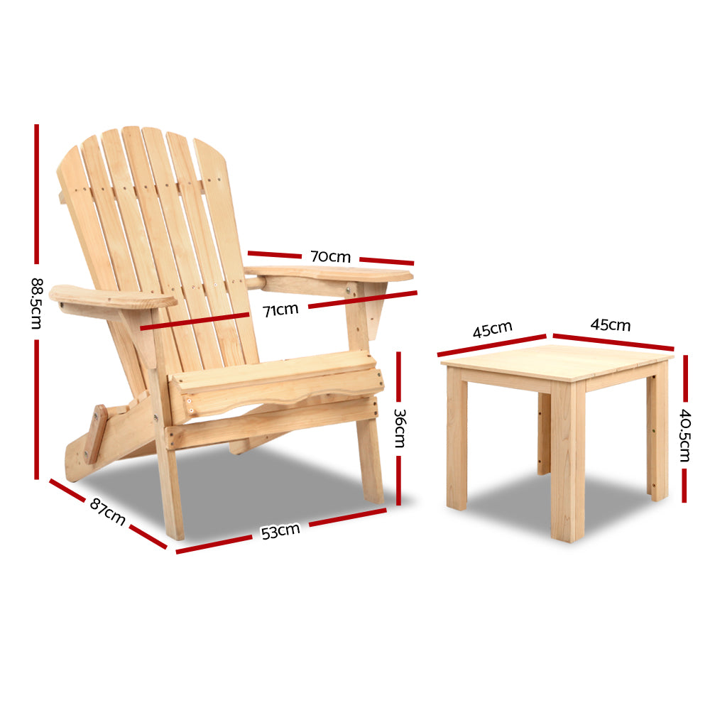 Gardeon Outdoor Wooden 3 Piece Chairs Table Set