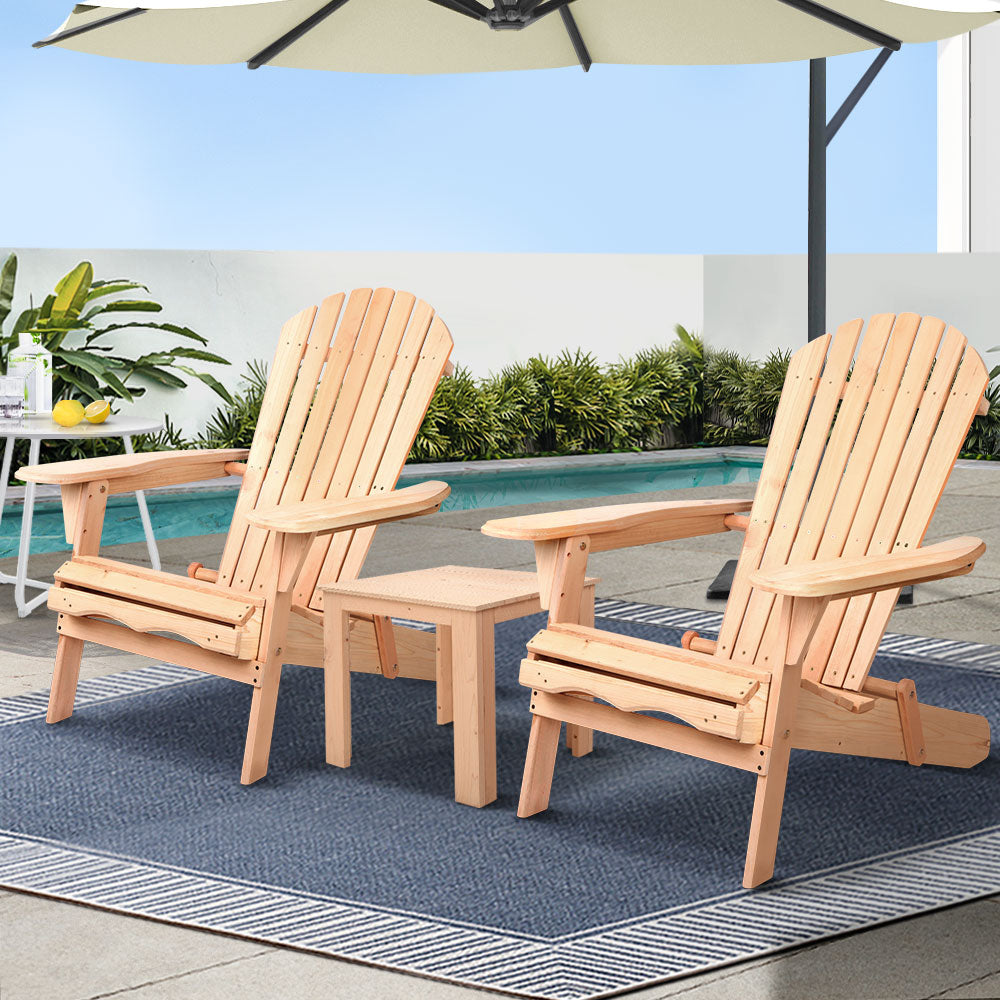 Gardeon Outdoor Wooden 3 Piece Chairs Table Set