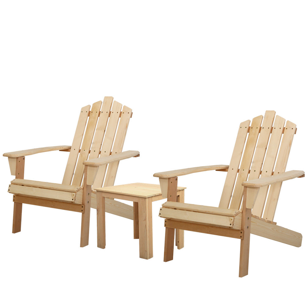 Gardeon Outdoor Chair Table Setting - Natural Wood