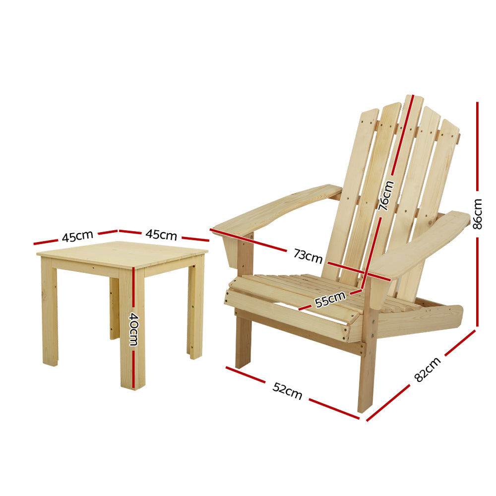 Gardeon Outdoor Chair Table Setting - Natural Wood