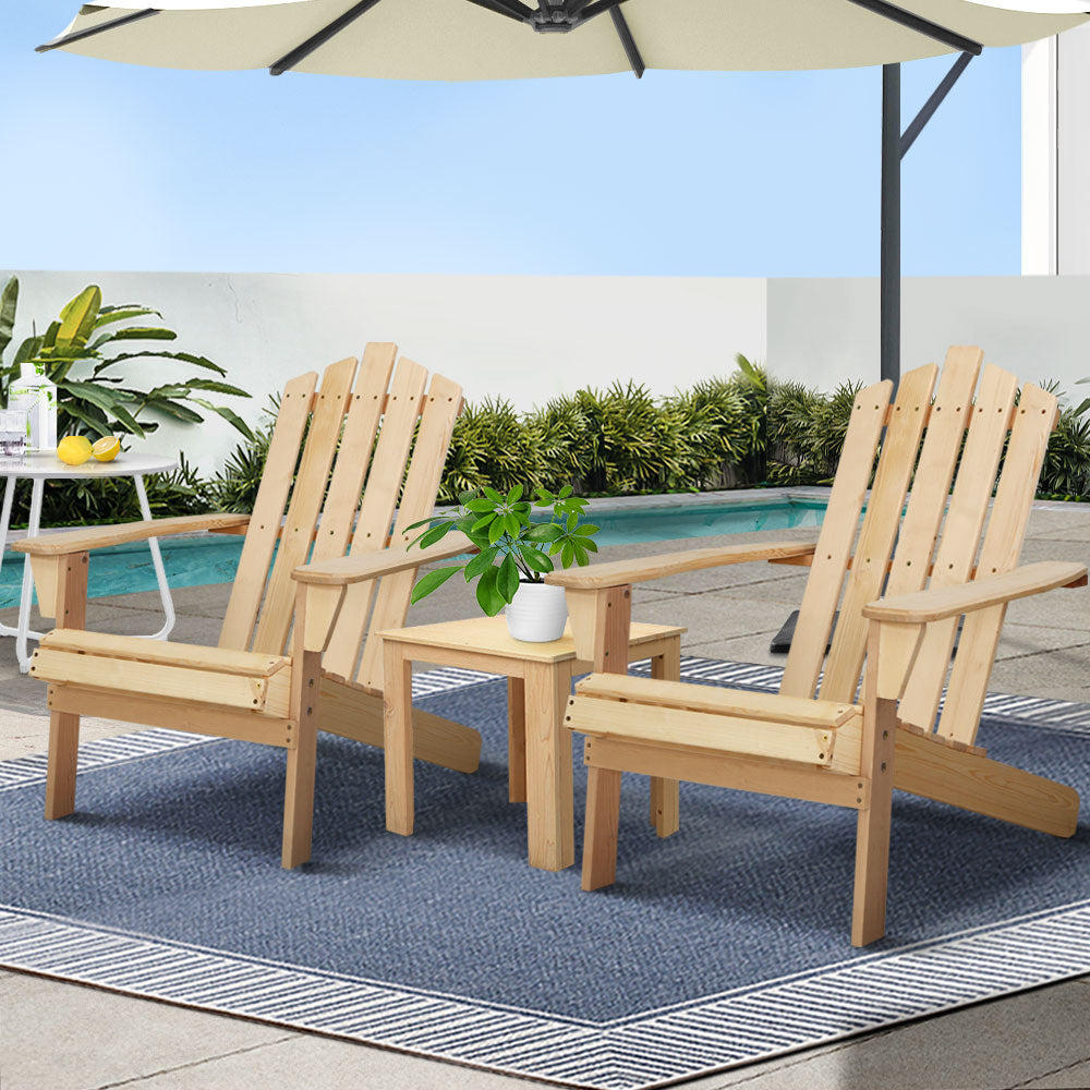 Gardeon Outdoor Chair Table Setting - Natural Wood