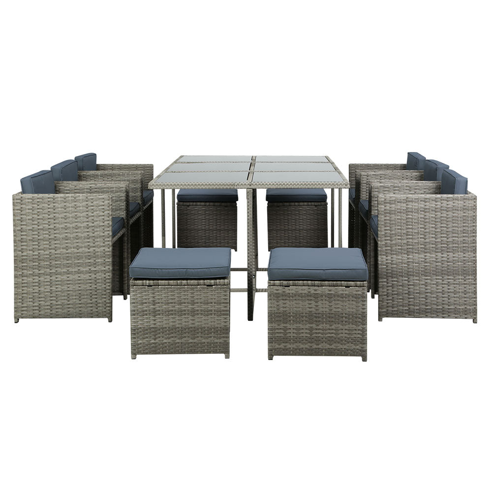 Gardeon 11 Piece Outdoor Dining Set - Grey