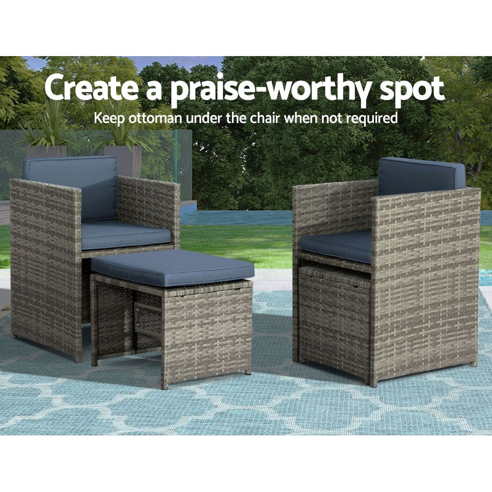 Gardeon 11 Piece Outdoor Dining Set - Grey