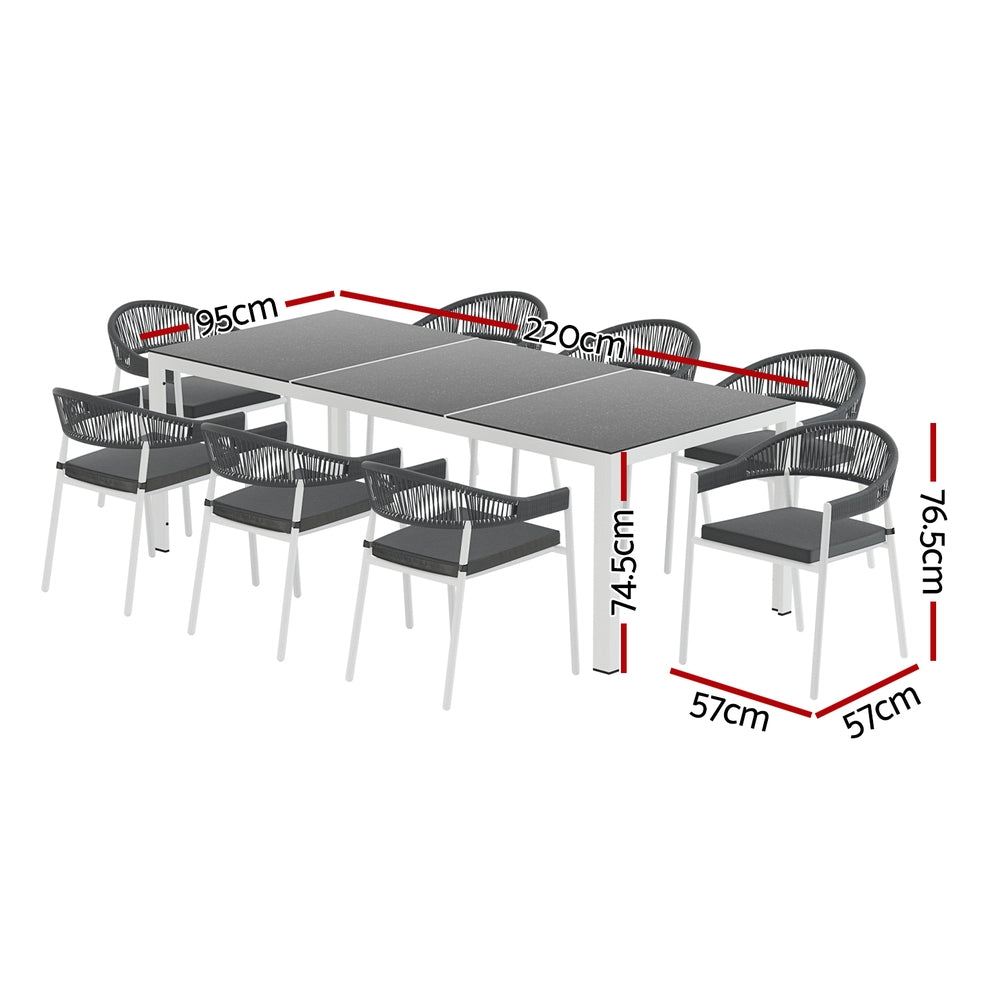 Gardeon 9pcs Outdoor 8-seater Dining Set