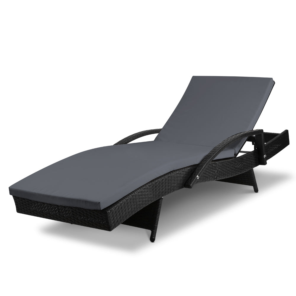 Gardeon Outdoor Sun Lounge Black