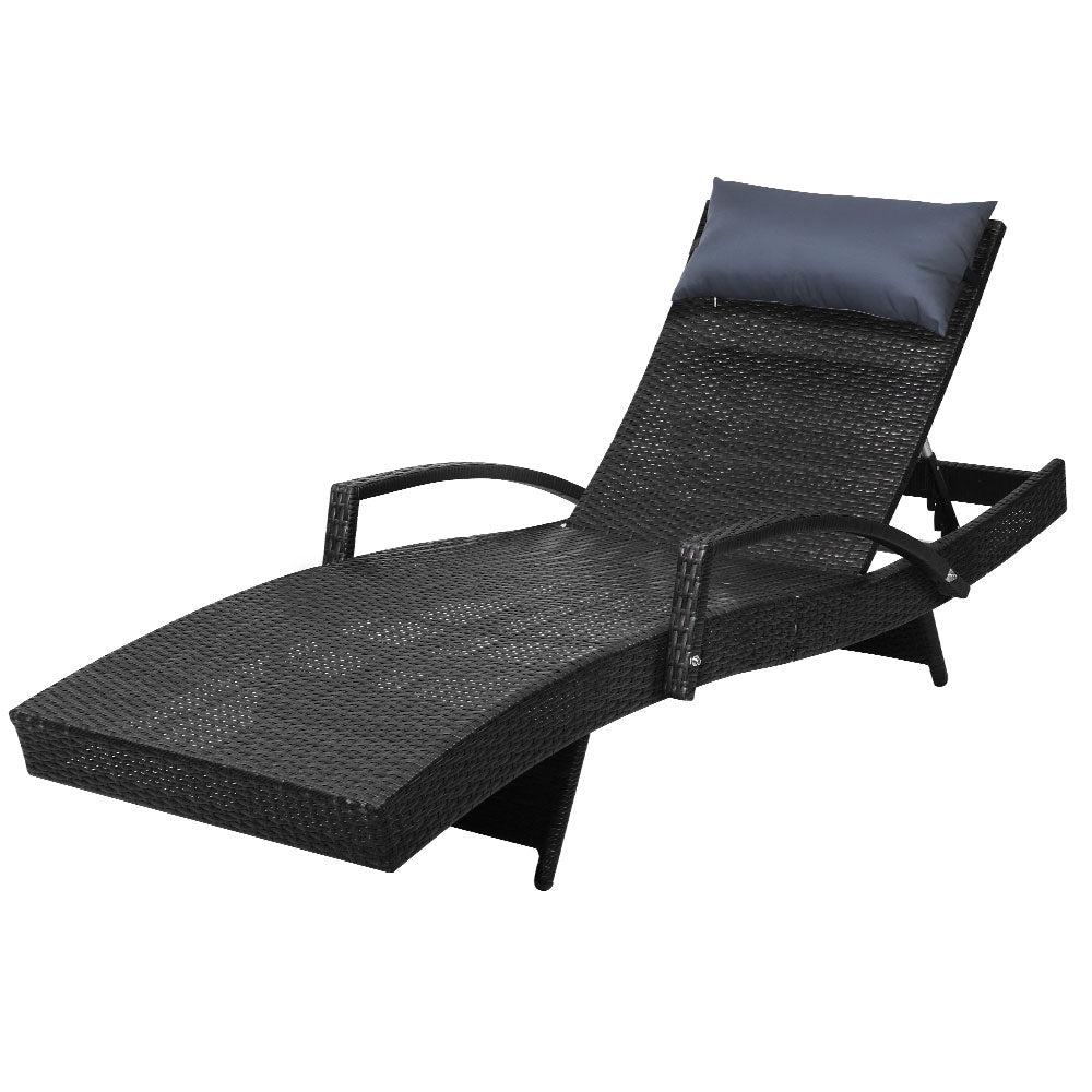 Gardeon Outdoor Sun Lounge Black