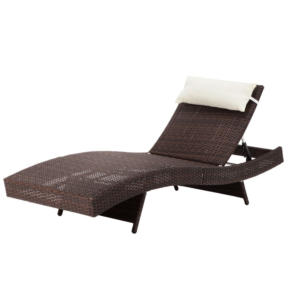 Gardeon Outdoor Wicker Sun Lounge Brown