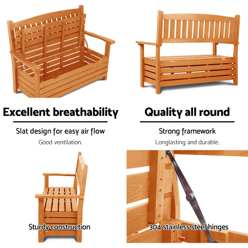 Gardeon 2 Seat Wooden Outdoor Storage Bench