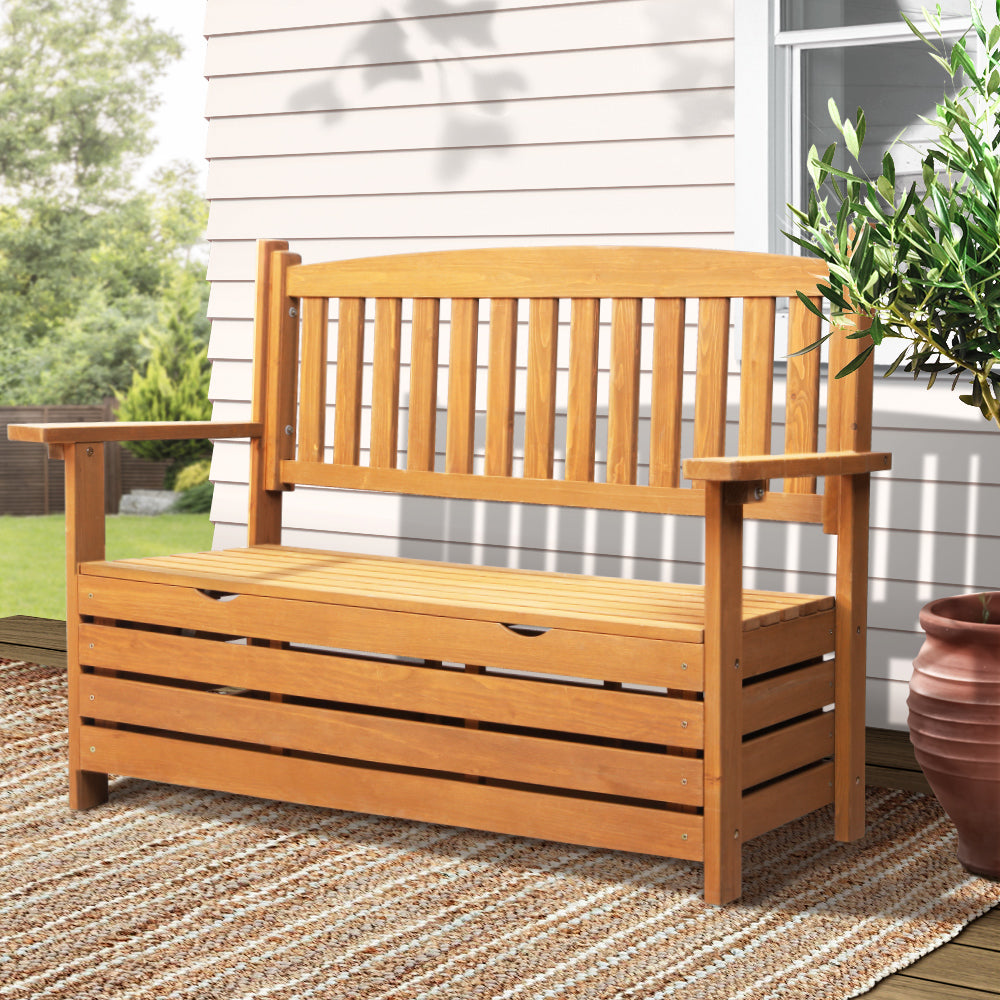 Gardeon 2 Seat Wooden Outdoor Storage Bench